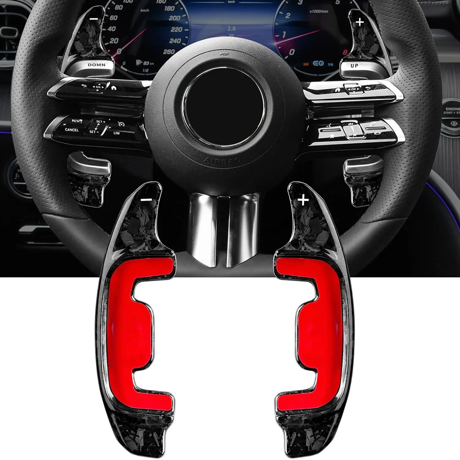 Carbon Fiber Steering Wheel Paddle Shifter Extensions for Benz AMG E53 SL43 C63 GLS63 GLE53 GT43 CLA45 W213 2024 Accessories