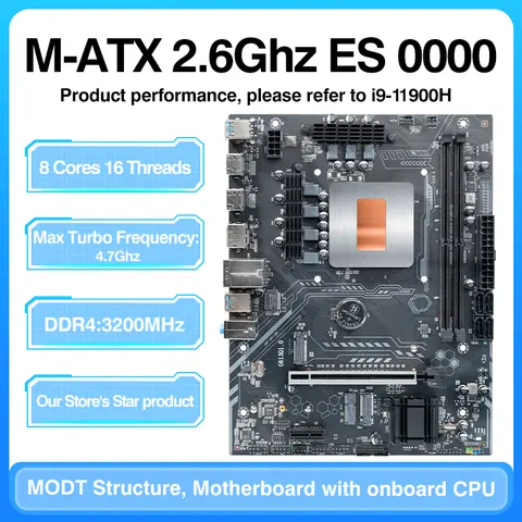 DIY 게임용 컴퓨터 마더보드 CPU 콤보 11th Core 0000 ES 2.6GHz 8C16T(키트 i9 11980HK i9 11900H Procesador 참조)DDR4 RAM