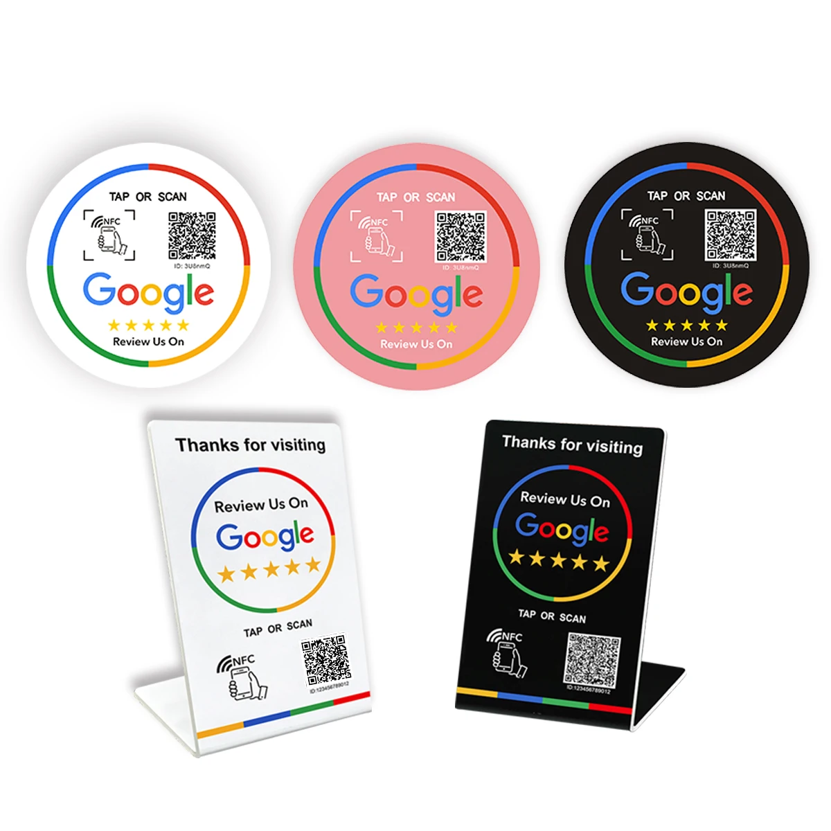 NFC 215 Программируемый QR-код TAP Обзор Google Акриловые наклейки Карта NFC Станция Таблица 13,56 МГц Водонепроницаемая подставка NFC Обзорная карта