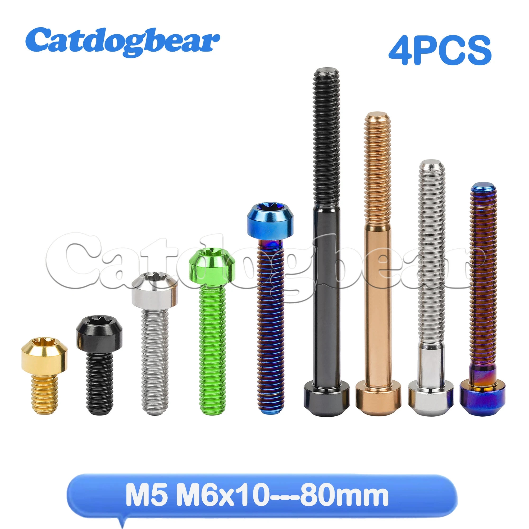 

Catdogbear 4PCS M5M6x10 15 20 25 30 35 40 45 50 60 65 70 80 mm Titanium Bolt Rounded Column Torx Head Screw For Bicycle Motor