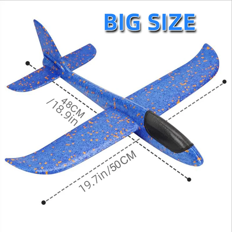 50CM Big Foam Plane Glider Hand Throw Airplane Light Inertial EPP Bubble Planes Outdoor Launch Toys for Children Boys Gift