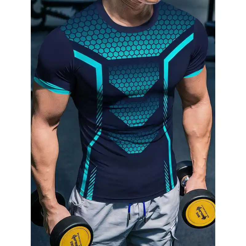 Mens Gym Workout Short Sleeve Top Summer Ice Feeling Cooling Breathable Quick Dry Moisture Wicking High Stretch Functional Honey