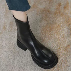 Flat Bottom Boots Women 2025 New Black Brown Short Boots Autumn Suede Chelsea Single Botas Shoes Side Zip Casual Botines Mujer