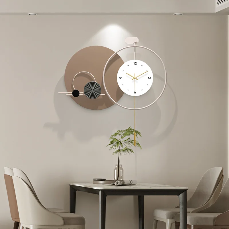 Cream Style Living Room Restaurant Creative Atmospheric Room Decoration Accessories Iron Art Silent Wall Clock Modern Design