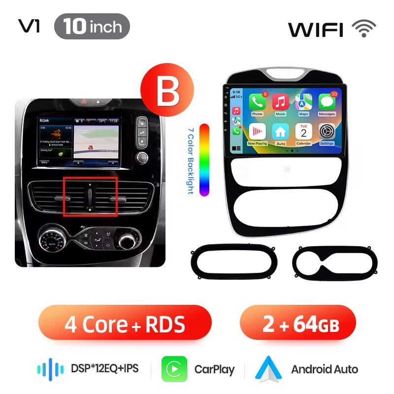 Junsun 10 inch Android 15 autoradio voor Renault Clio 4 ZOE 2012-2019 draadloos voor Apple CarPlay Auto IPS scherm stereo multimediaspeler automotive slimme intelligente systemen 2 Din autoradio head
