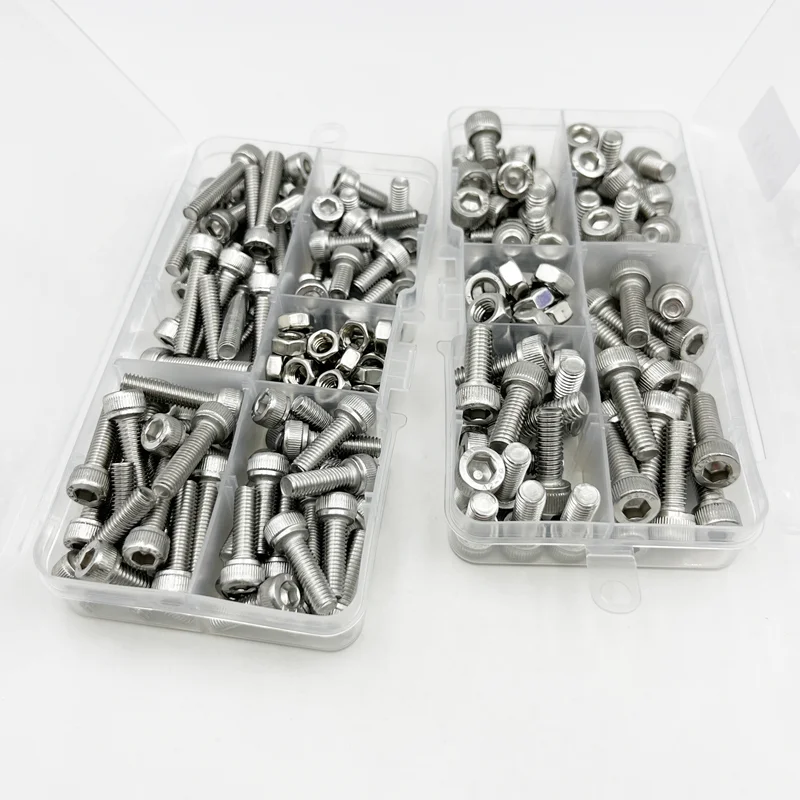 304 Set Baut dan Baut Kepala Heksagon Segi Enam Allen Baja Tahan Karat M2 M2.5 M3 M4 M5 M6 M8 Kit Sekrup Kepala Heksagonal