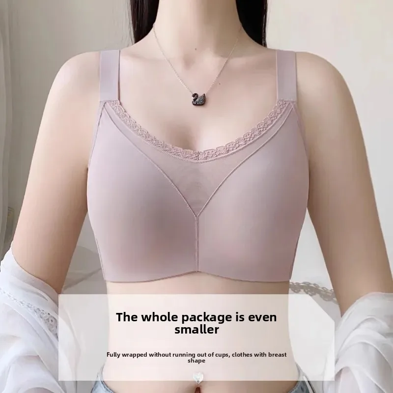 KUCLUT  plus Size Bra Full Cup Invisible Summer Thin Model Reduces Side Breast Prevents Sagging for Large Breasts Underwear