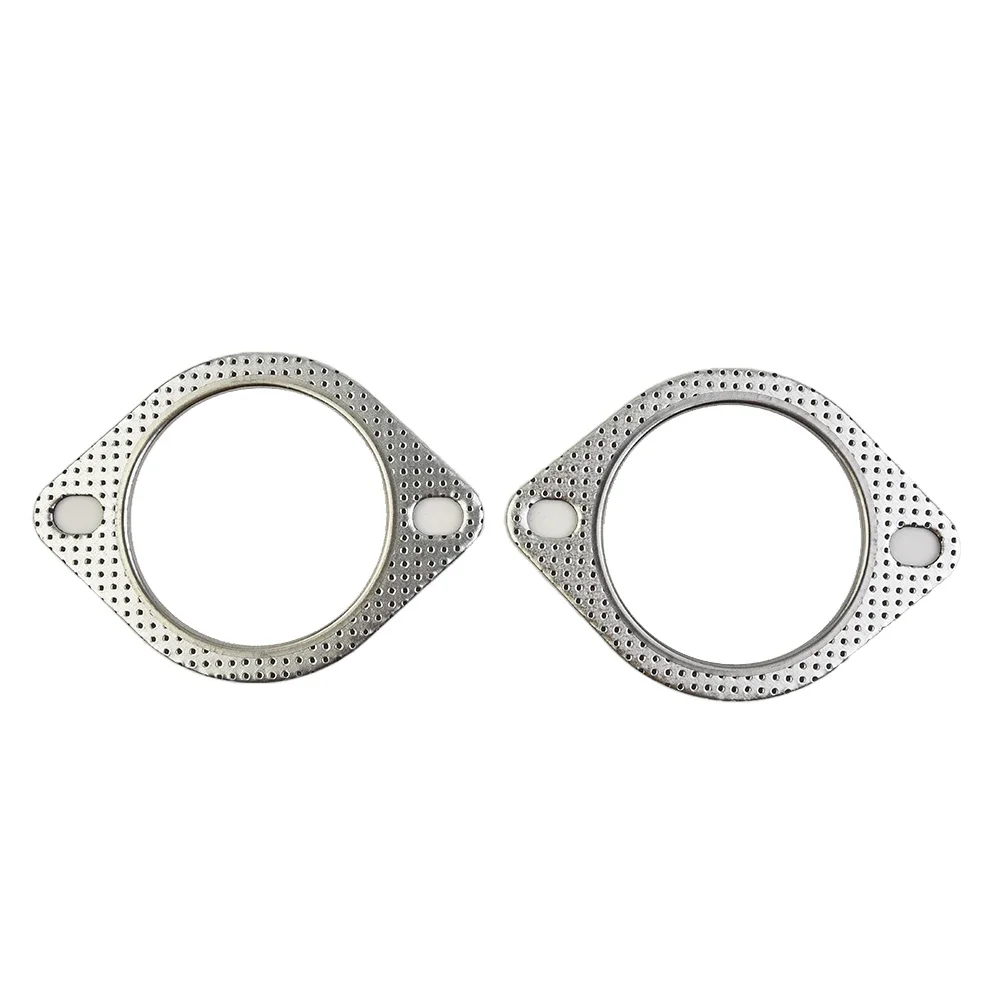 

2Pcs Car Exhaust Gasket 2 Bolt 3Inch Downpipe Ceramic Exhaust Pipe Metal Gasket Metal Multi Layer Reinforced 76mm Auto Parts