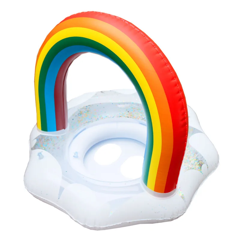 1PC Rainbow Swimming Float Inflatable Pool Floaties Swim Tube Swimming Ring Seat Boat Summer Beach Water Pool Floating Tube ﻿ ﻿