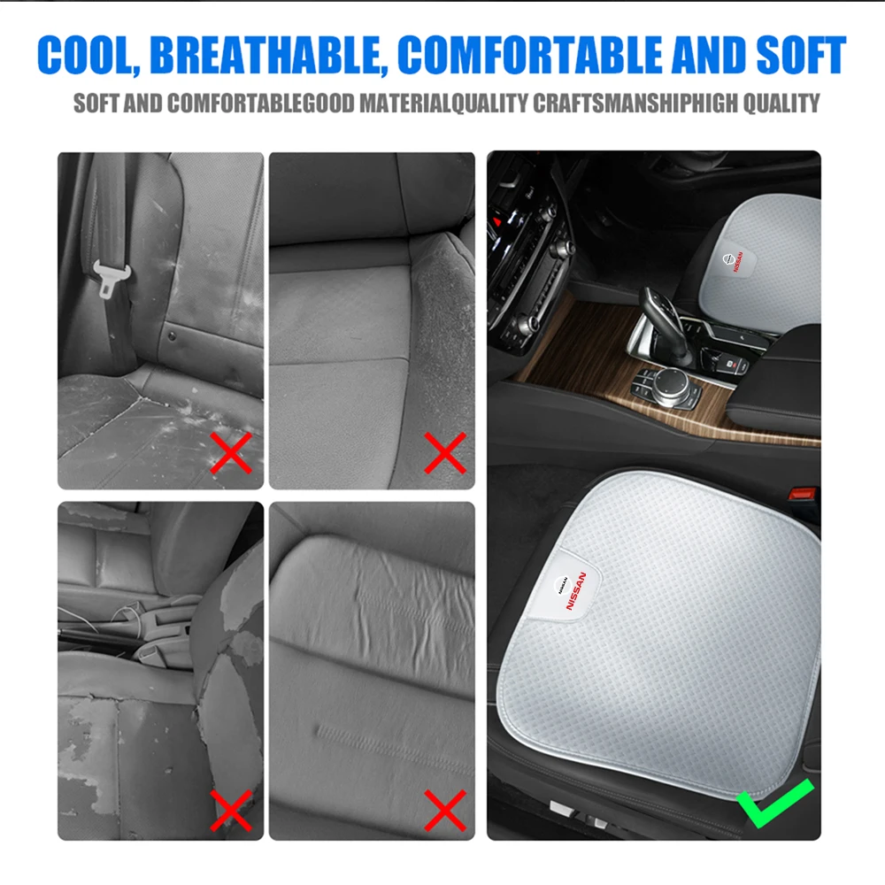 Car Seat Cushion Breathable Chair Seat Non-Slip Pad Cover For Nissan Xtrail T32 Patrol Y62 Sentra Altima Ariya Sentra Leaf Kicks