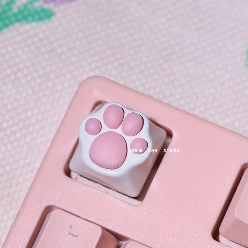 Capuchons de clavier en silicone de dessin animé mignon rose, personnalisé, doux, drapeau, chat, bricolage artisanal, pattes de chat, pad, touches