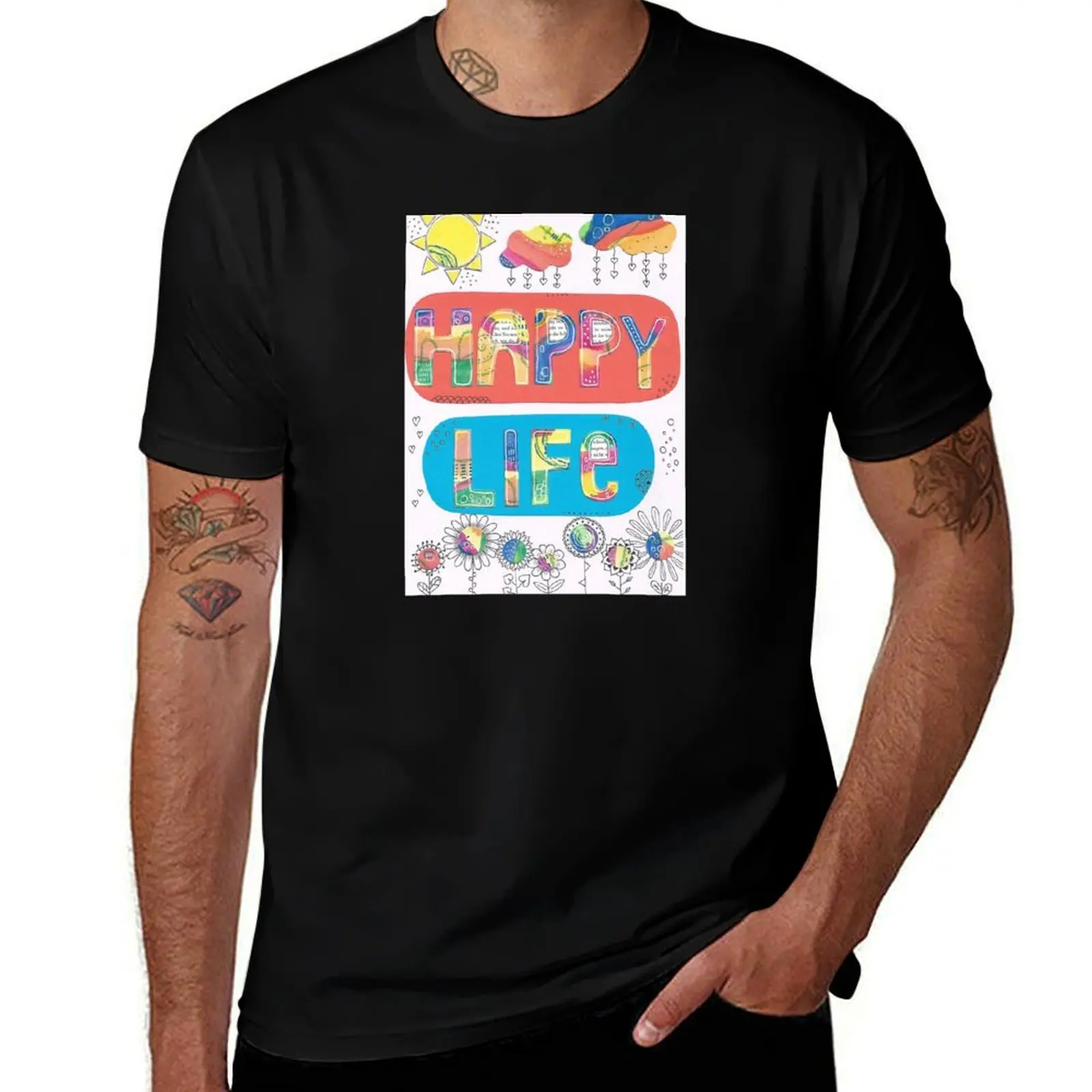 Happy Life - life is colourful T-Shirt Casual Daily Graphic Tee T-Shirt