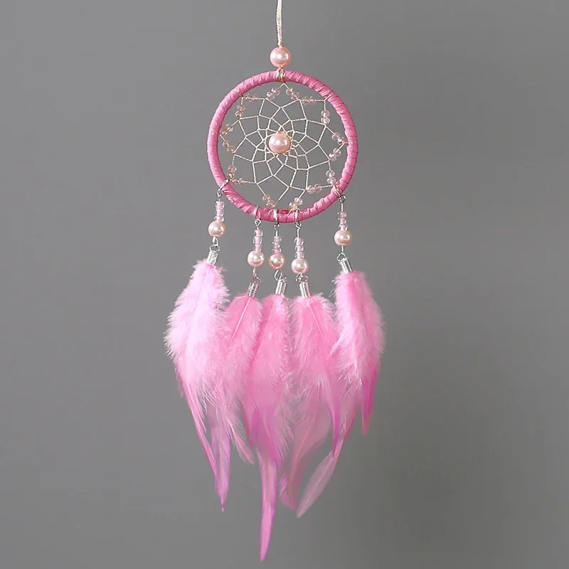 Mini 34cm Tassel Catching Monternet Creative Feathers Wind Chimes Decoration Pendant Car Wall Hanging Dream Catcher Home Crafts