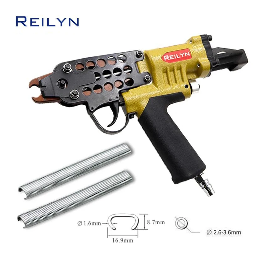 

Pneumatic C-ring Nailer SC760C-I2 C-type Staple Gun Upgrade Trigger Hog Ring Pliers for Sofa Fence Pet Cage Wire Cages Mattress