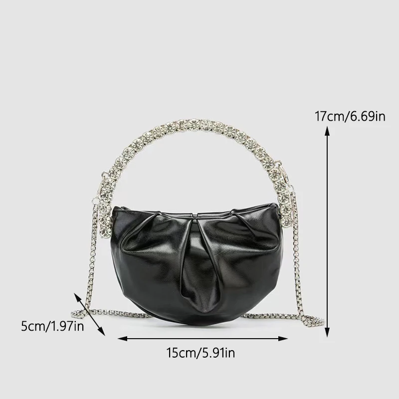 JIOMAY Evening Purse Luxury Clutch Bag Rhinestone Luxury Designer Handbag Brand Wedding Shell Shoulder Bag Women with Long Chain