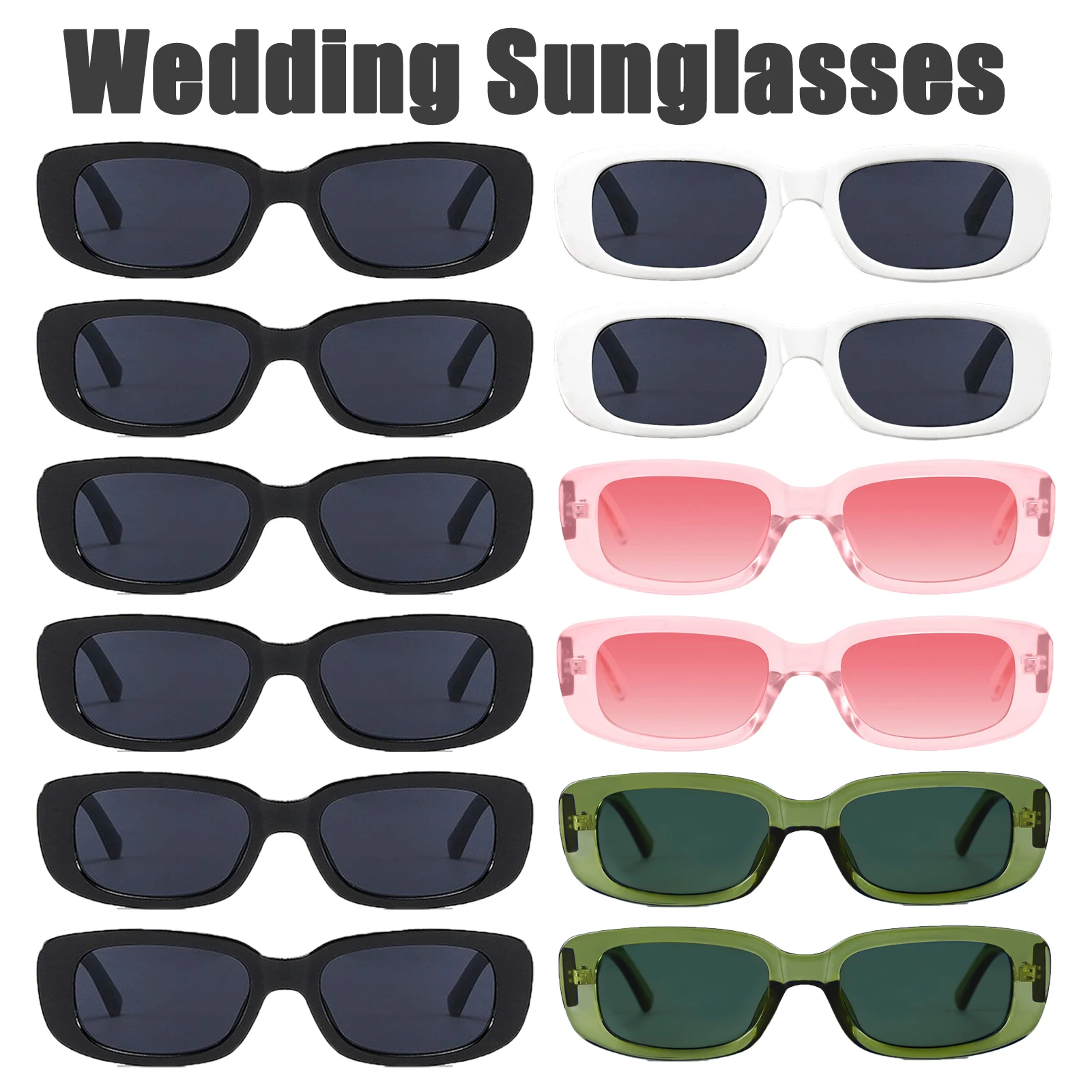 12-100Pcs Retro Vintage Sunglasses Wedding Sunglass Small Square Rectangle Glasses UV400 Protection Glasses for Party Birthday