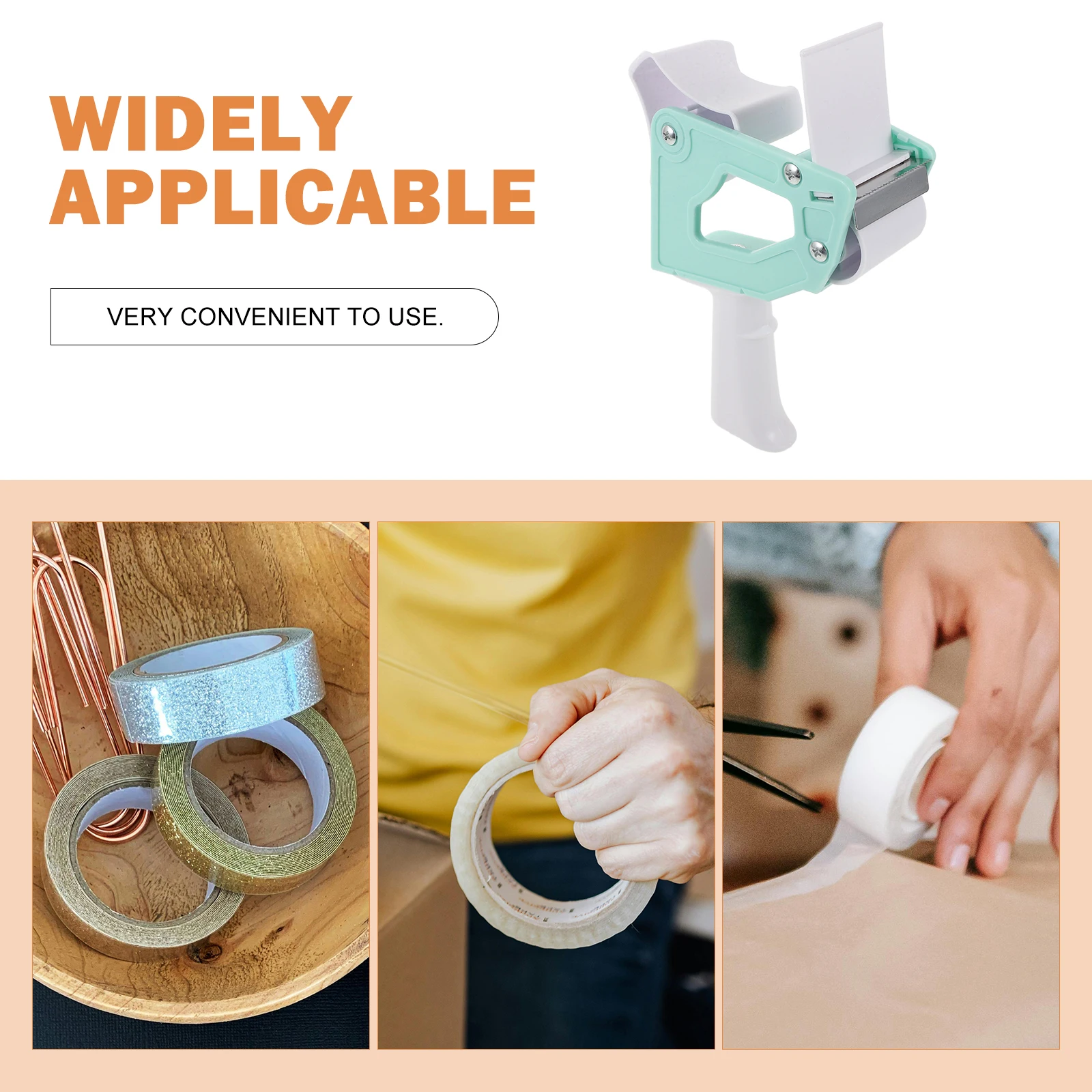 

Packing Tape Dispenser Handheld Tool for Boxes Shallow Green Precise Cut Minimize Usage Versatile Professional Personal Long