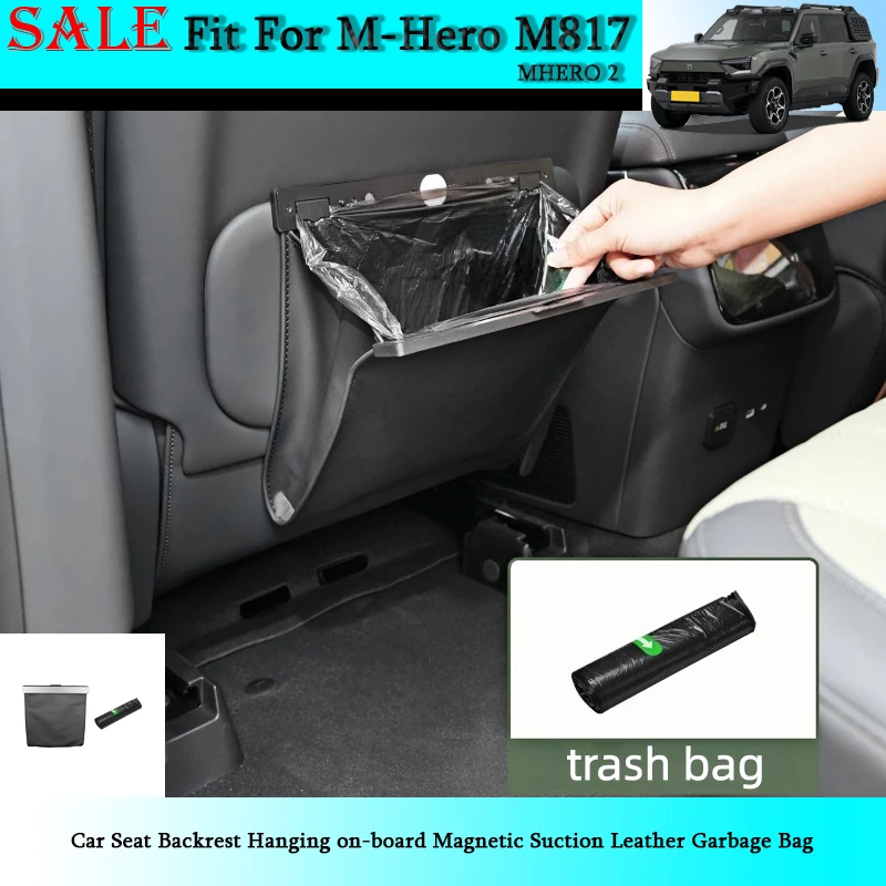 

Fit for Dongfeng M-Hero M817 Car Seat Backrest Hanging on-board Magnetic Suction Leather Garbage Bag Auto Interior Store Parts