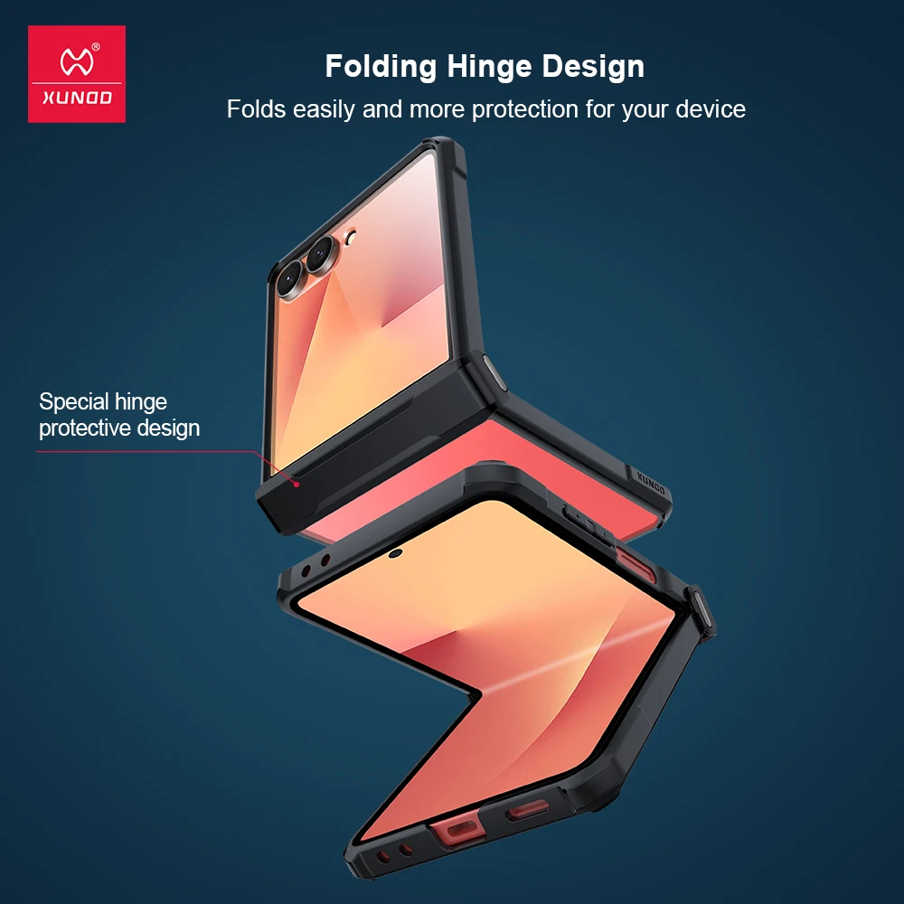 Xundd Etui na Samsung Galaxy Z Flip 7 Odporne na Wstrząsy Przezroczyste Etui na Galaxy Z Flip 7 TPU+PC Anty-Pozłaczenie — zdjęcie produktu 5