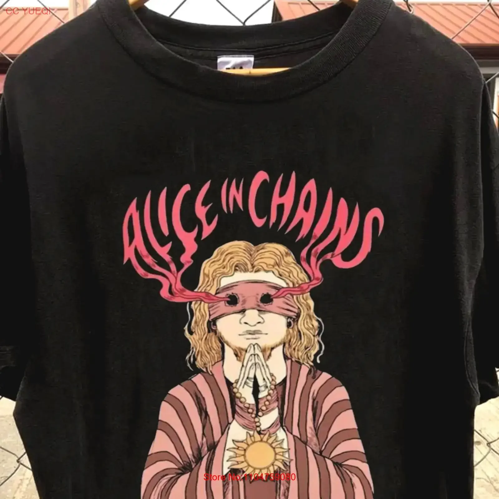 Alice In Chains Tour Feed My Eyes vintage black short sleeve T shirt QT3628 vintage Washed Comfortable Soft graphic Versatile