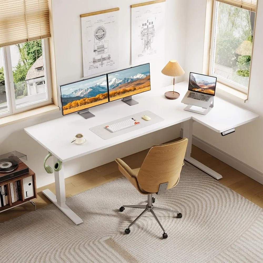 

Electric L Shaped Standing Desk, 63 Inches Height Adjustable Table, Reversiable Corner Stand Up Desk, Lifting, Customized