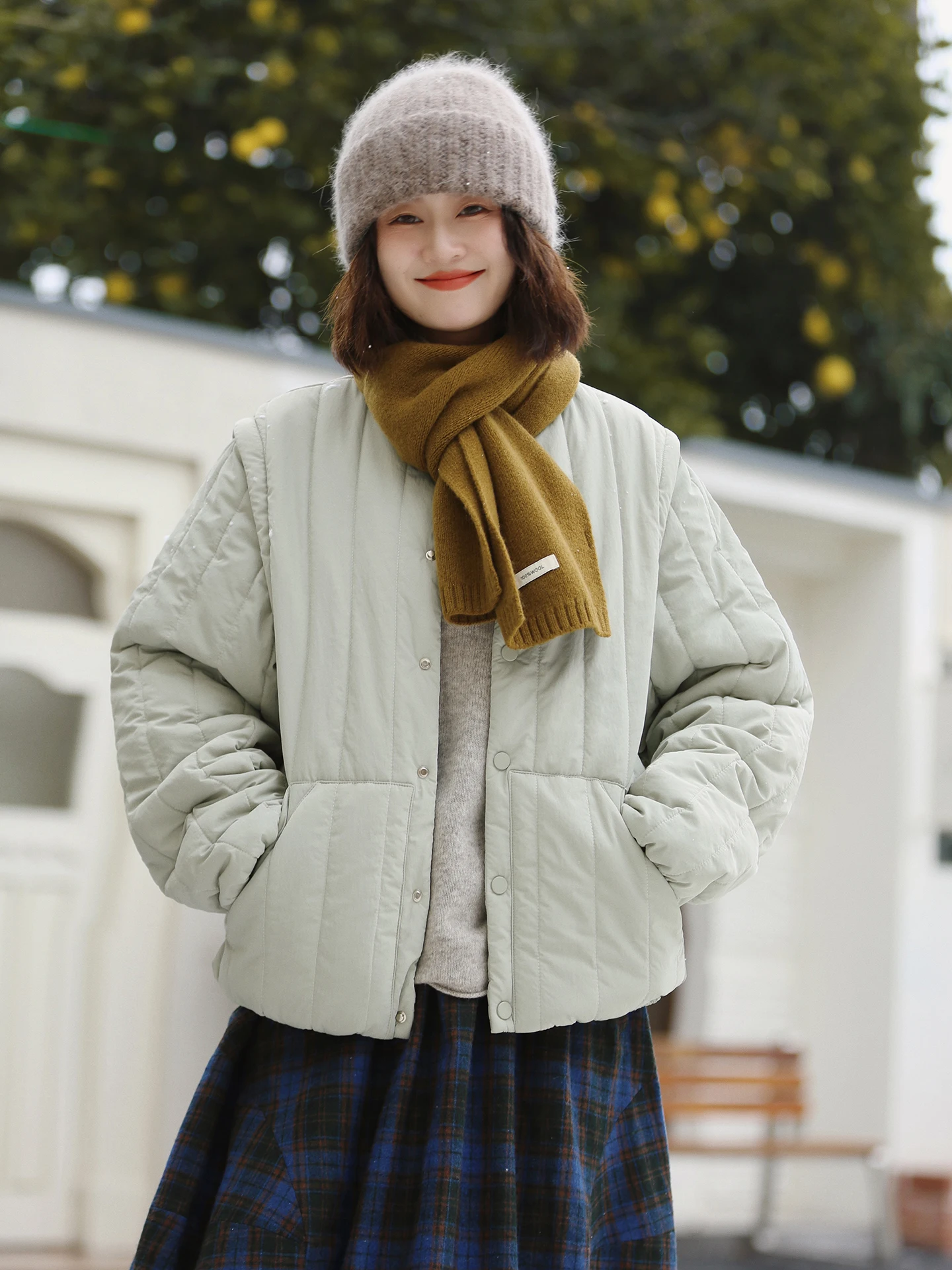 

Hua Ji C099 Женский хлопковый жилет Jaet een Beans Foldable Sve round Ne Съемный двусторонний осенне-зимний жилет Sweet Sle