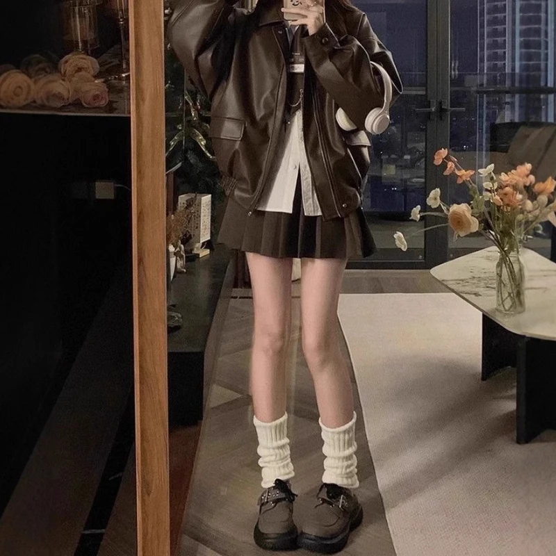 Veste en cuir veste courte 2025 femme nouvelle petite veste en cuir automne et hiver printemps et automne haut