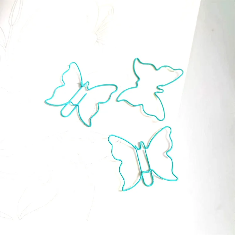 New Blue Butterfly Paper Clip Creative Teal Paper Clips Cartoon Butter Fly Paperclip Multi-function Pin Modeling Bookmark Spring