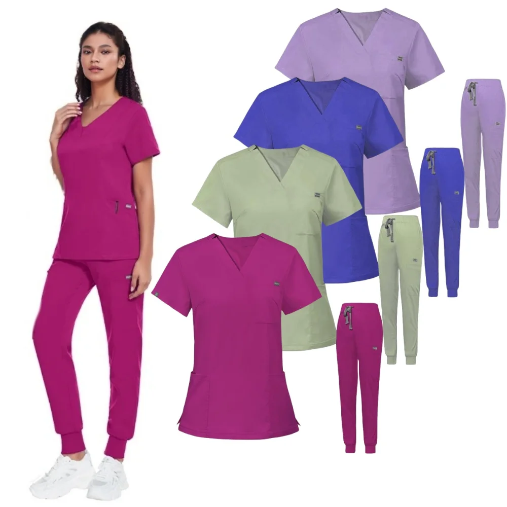 

Nursing Supplies Plus Size Elastic Yoga Waistband Women Scrub Set Uniforms Srubs Medical Scrubs Nurse