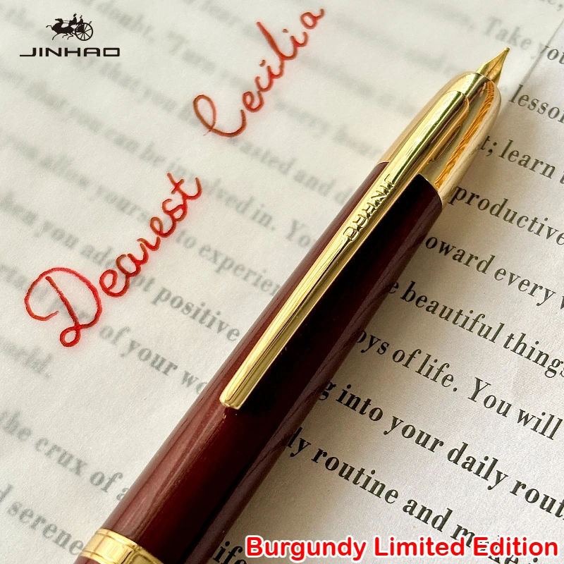

Burgundy Limited Edition!!! JINHAO 20 Press Fountain Pen Retractable Writing Ink Converter PK A1 10 Stationery School Supplies