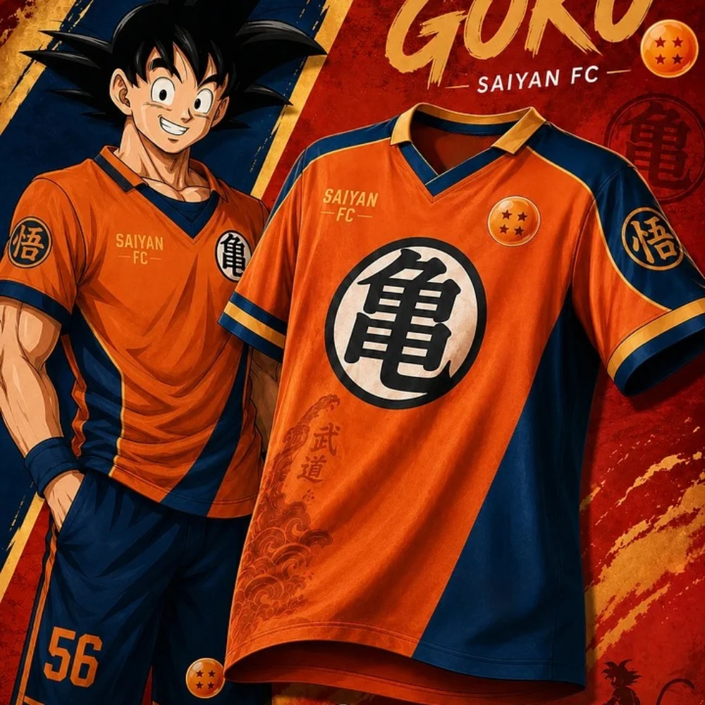 New Anime Special Dragon Ball Goku FC Lapel Polo Shirt Men's Business Short Sleeved Tee Oversized Breathable Quick Drying Jersey