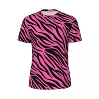Pink Zebra Print Sports T Shirt Black Stripes Hippie T-Shirts Man Awesome Tshirt Beach Short Sleeve Design Tops