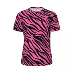 Pink Zebra Print Sports T Shirt Black Stripes Hippie T-Shirts Man Awesome Tshirt Beach Short Sleeve Design Tops