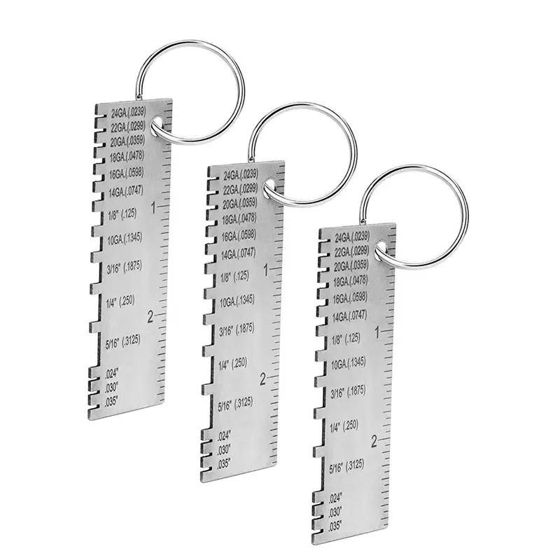 High-quality measuring tools Metal Sheet Thickness Gauge, 3 Pack Stainless Steel Wire Gauge Size in Stock