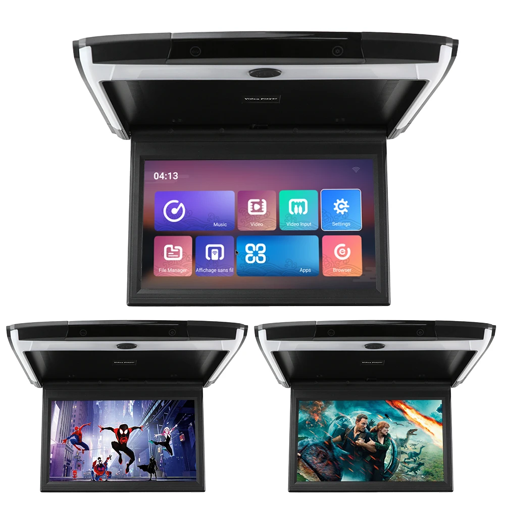 شاشة سيارة مثبتة على السقف IPS مقاس 15.6 بوصة تعمل بنظام أندرويد مع ضوء Amlogic T972 رباعي النواة أحادي اللون يدعم فك تشفير دولبي