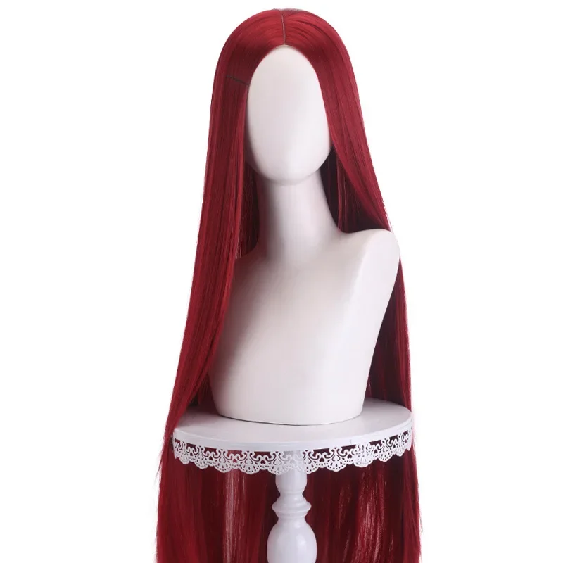 Lange gerade Cosplay-Perücke, 100 cm, Mittelscheitel, zentraler Split, blond, rosa, rot, lila, hitzebeständige Kunsthaar-Perücken