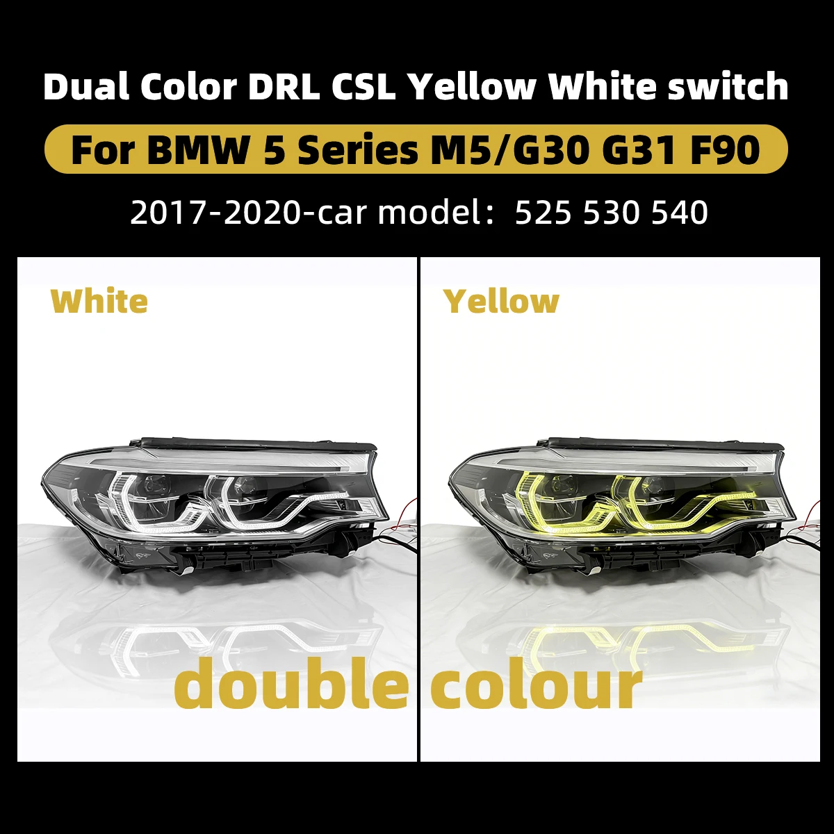 LED Headlight Assembly For BMW 5 Series M5 G30 G31  F90 2017-UP Controlled White Yellow Switch DRL Plug And Play Car Accessories