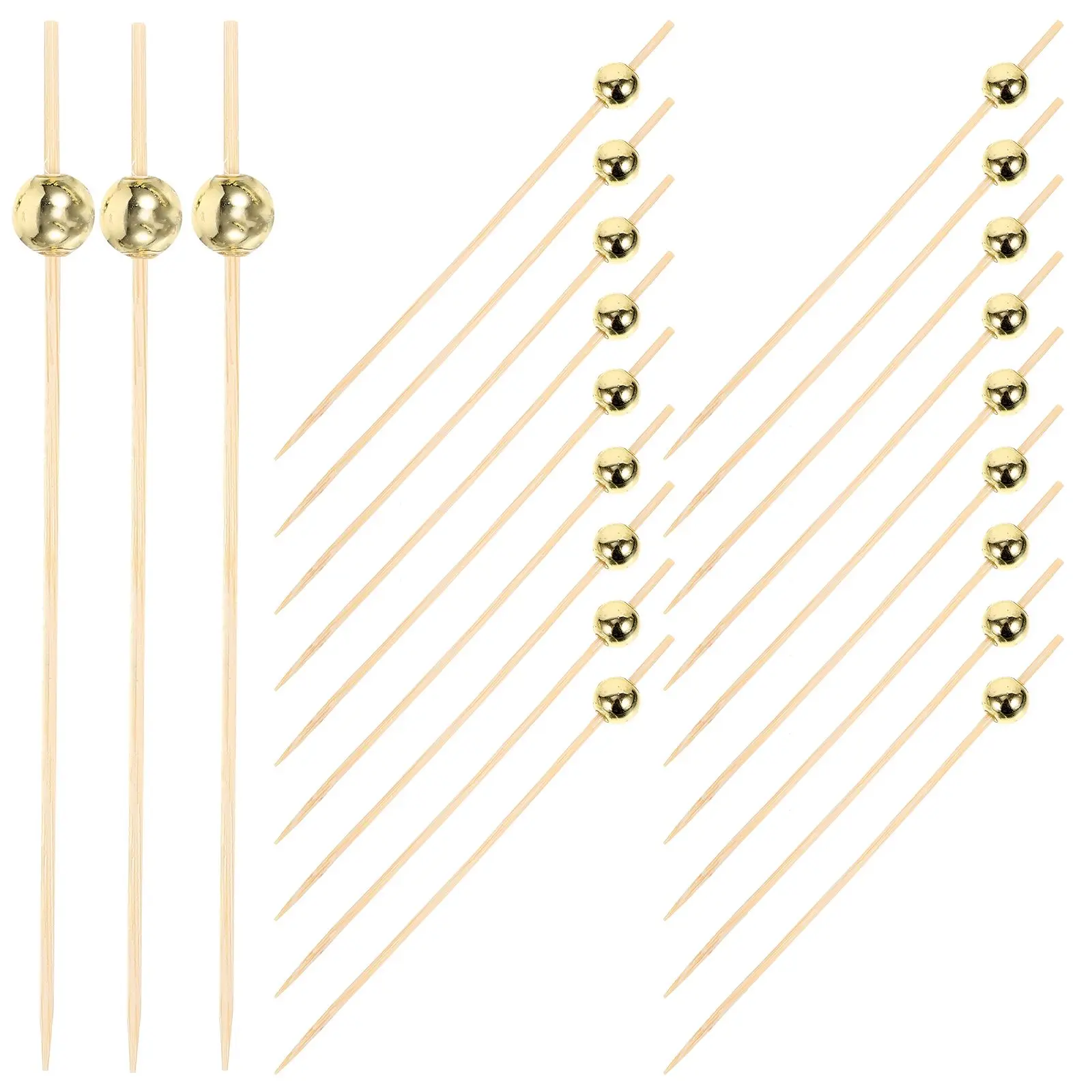 

100pcs Bamboo Skewers 12cm White Pearl Picks for Sandwiches BBQ Tools Party Supplies Kitchen Bar Accessories