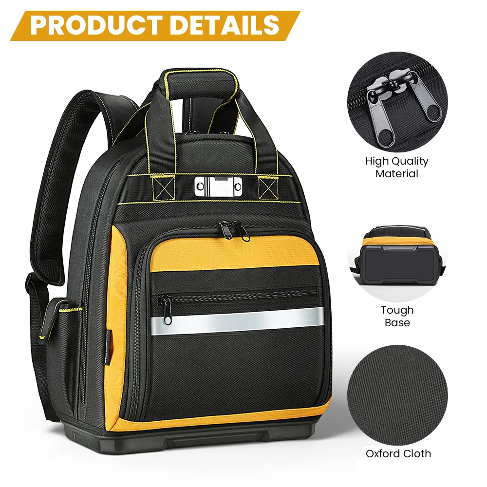 Tool Backpack, Tool-Station Pro Heavy-Duty Organizer, Large Interior, Molded Bottom, Electrician Tool Bag