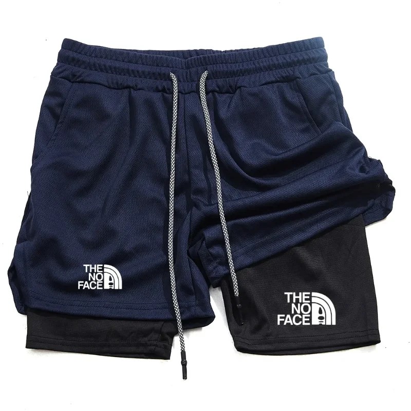 2026 New Printed 2-in-1 Men's Sports Shorts with Phone Pocket, Quick Drying Shorts for Summer Gym Exercise, Running Shorts
