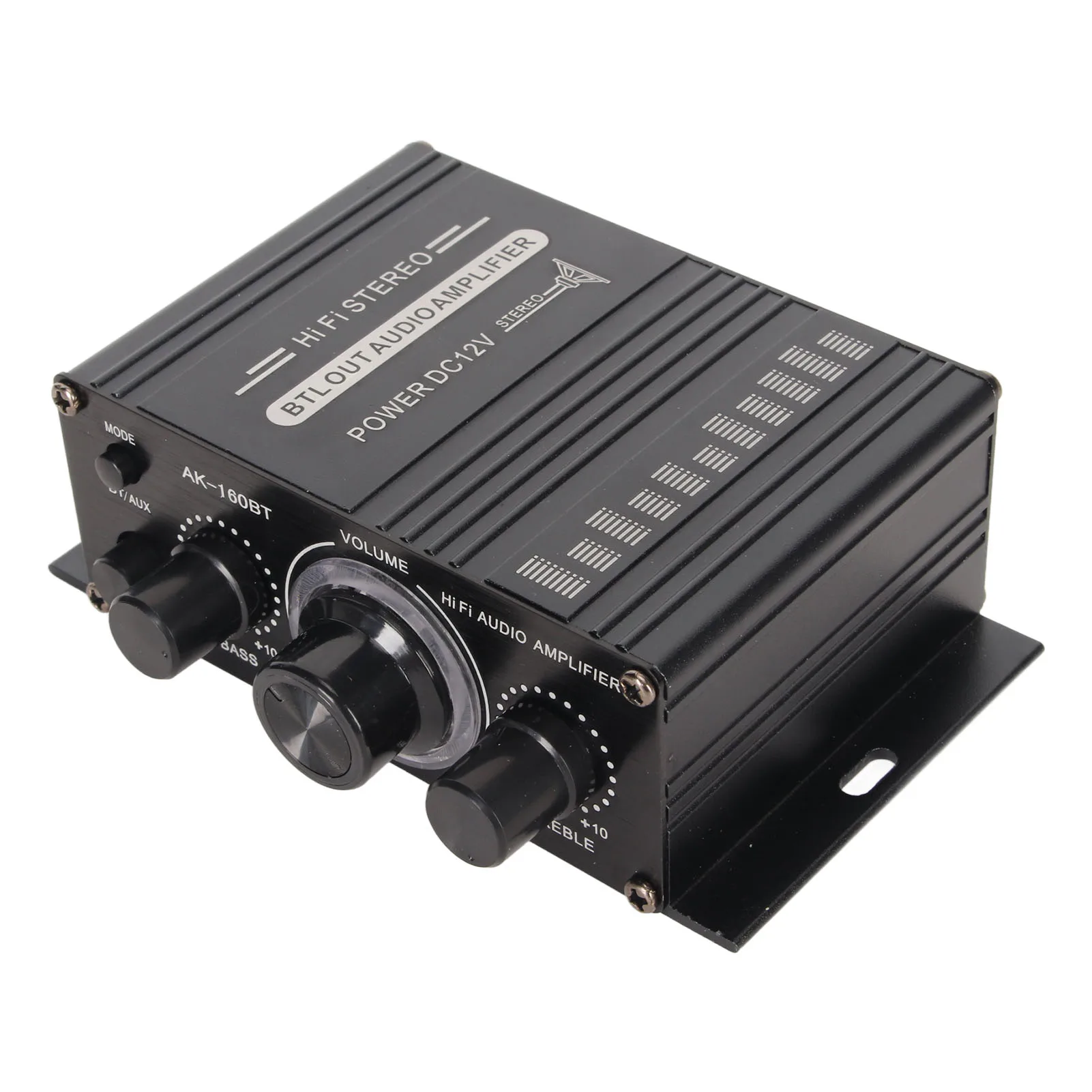 Bluetooth 5.0 Power Amplifier Aluminium Alloy 20Hz-20KHz Clear Sound Quality Stereo Power Amplifier DC12V for Car Home Theater