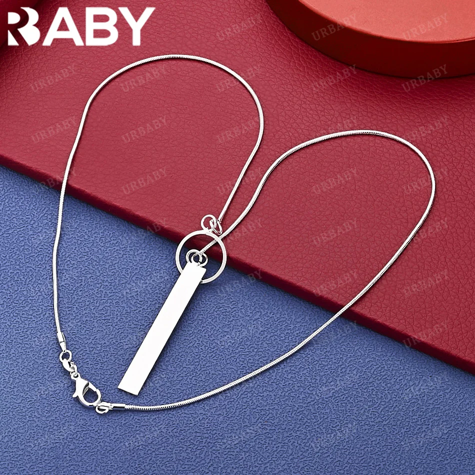 

URBABY 925 Sterling Silver 45cm Bar Thin Necklace For Men Anniversary Gift Popular Wild Fashion Romantic Jewelry