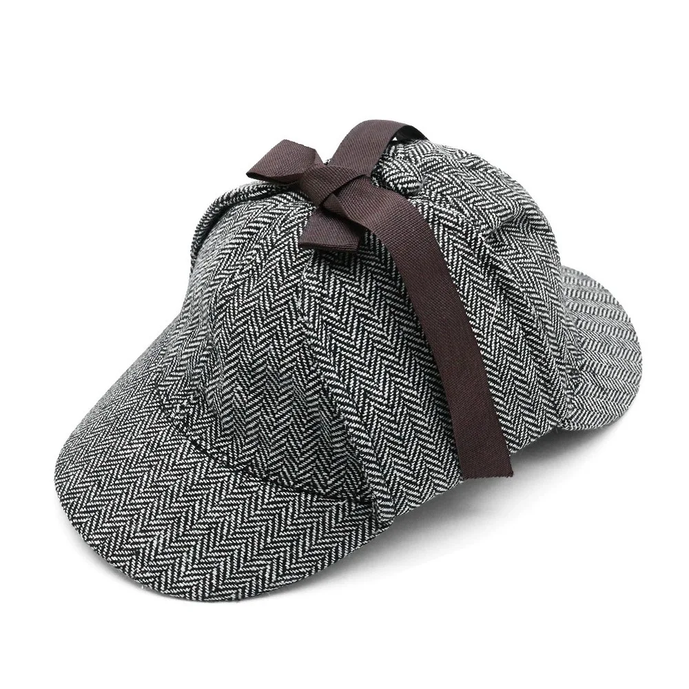 New Vintage Hip Hop Baseball Cap Double Hat Brim Autumn Striped Detective Cap Men Women Snapback Caps Party Hallowween Cosplay