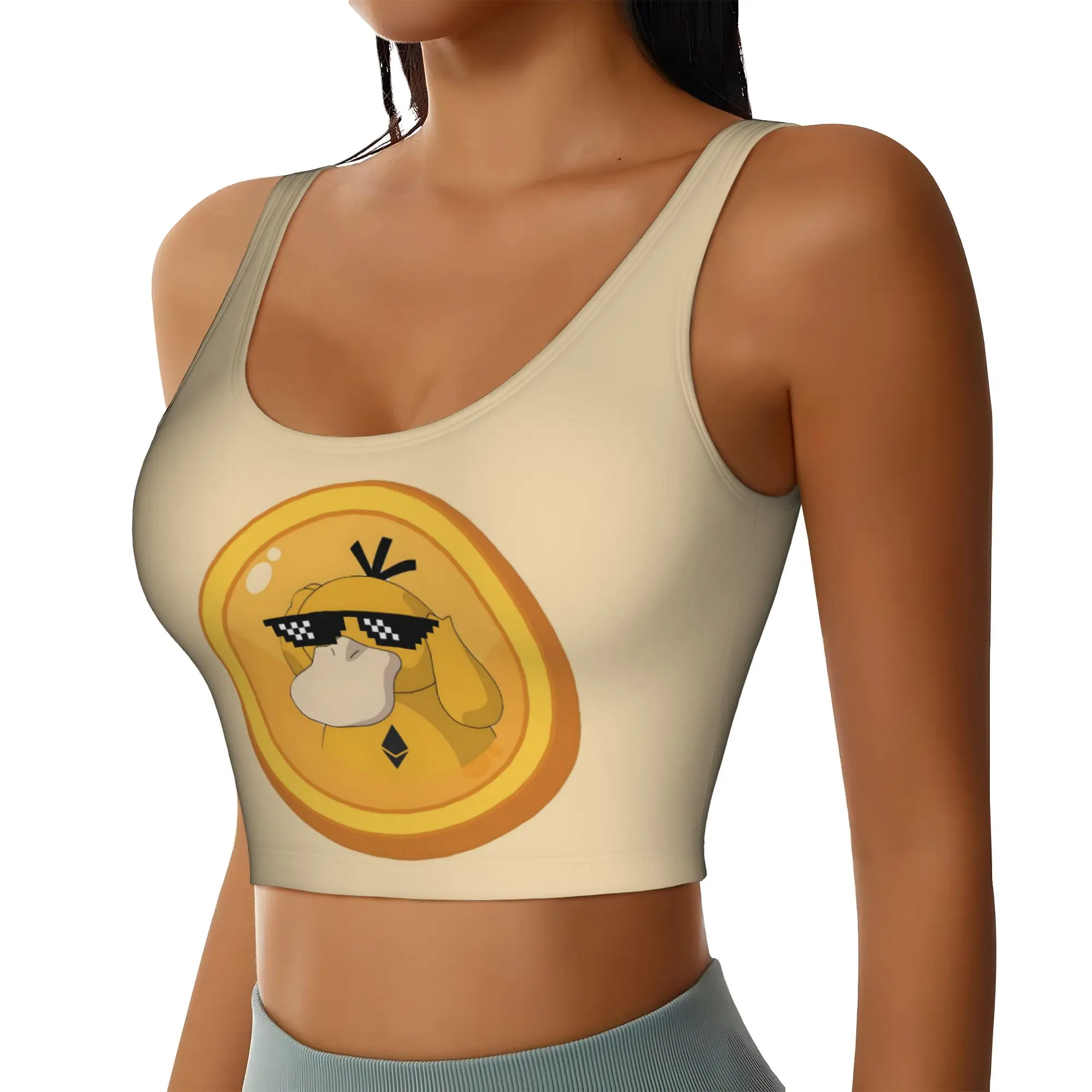 Custom P-Psyducks Workout Crop Tank Tops Women Seamless Cute Duck Yoga Running Sports Bras