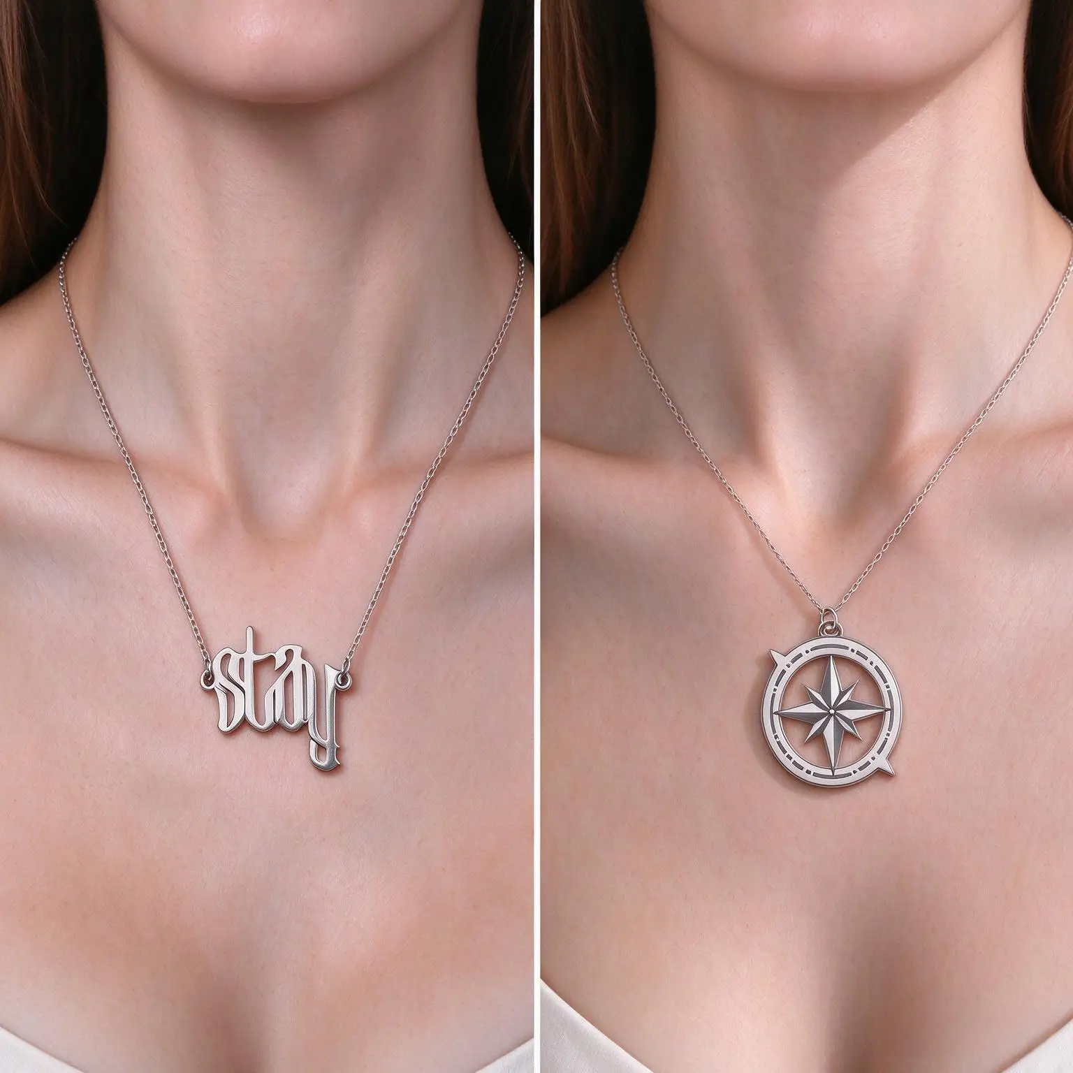 SKZ Boy Group Compass Necklace Stainless Steel Gothic Style Letter Compass Pendant Necklace Unisex K-Pop Style Fan Gift