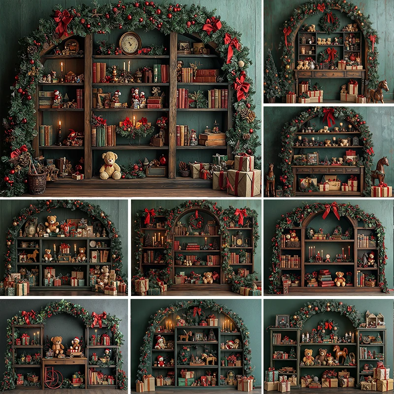 

LS Photography Background Winter Christmas Room Garland Gift Cupboard Decor Kids Holiday Portrait Photo Backdrops Studio Props
