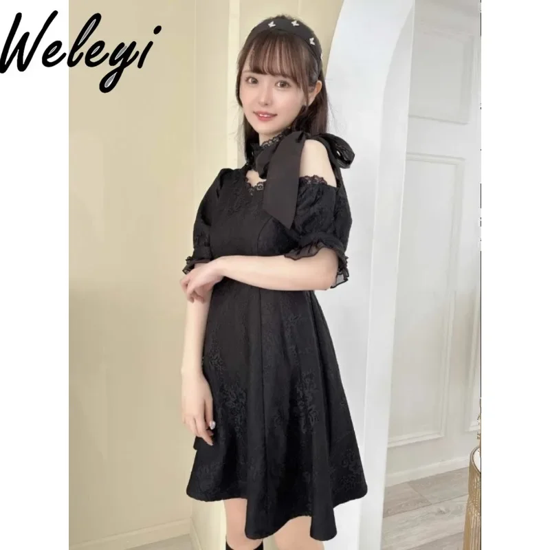 

Rojita Stand Collar Mid Dress for Women Chinese Style Spring Summer Beautiful Puff Sleeve Slim Fit High Waist A- Line Dresses