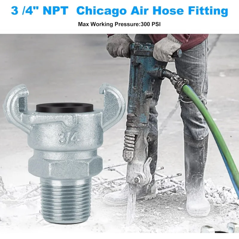 3/4 시카고 피팅 호스, NPT 수나사, 범용, 철제 2 러그 유니버셜 커플링