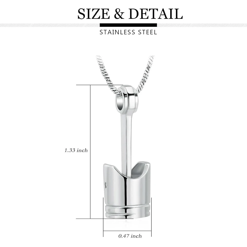 Car Parts Cremation Jewelry Piston Urn Necklace Urn for Men Piston Ashes Keepsake Memorial Jewelry Stainless Steel Pendant Jewel