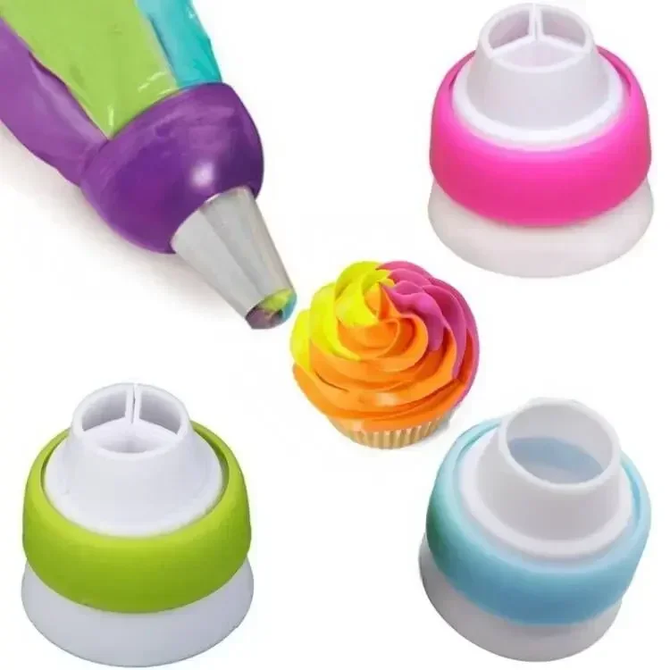 3Color Cream Pastry Bag Nozzle Adapter Nozzles Chocolate for Cake Single Hole Three Holes lcing Piping Cream Cupcake Decorating